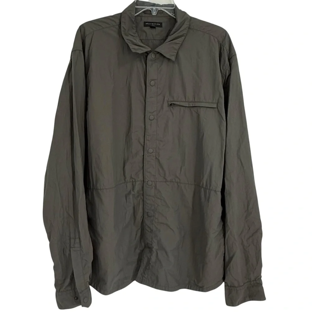 Destination J.Crew Packable Travel Jacket Green Size XXL Snap Front Lightweight